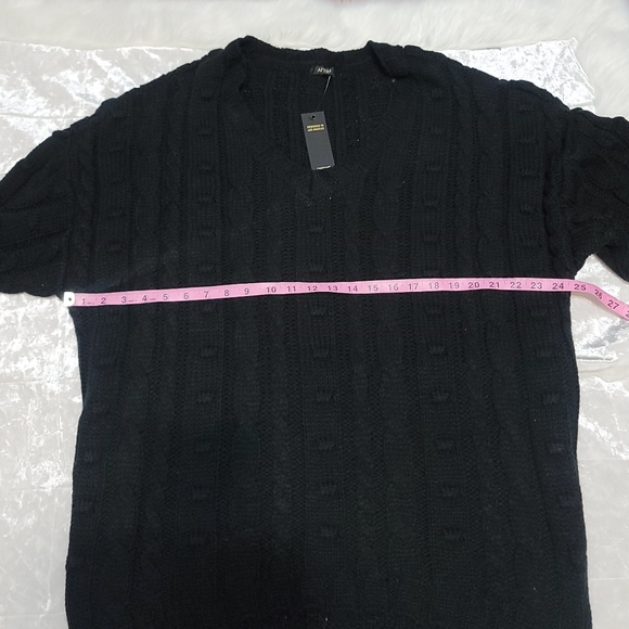 AFRM Boston Black Chunky Cable High Low Sweater - Picture 3 of 7